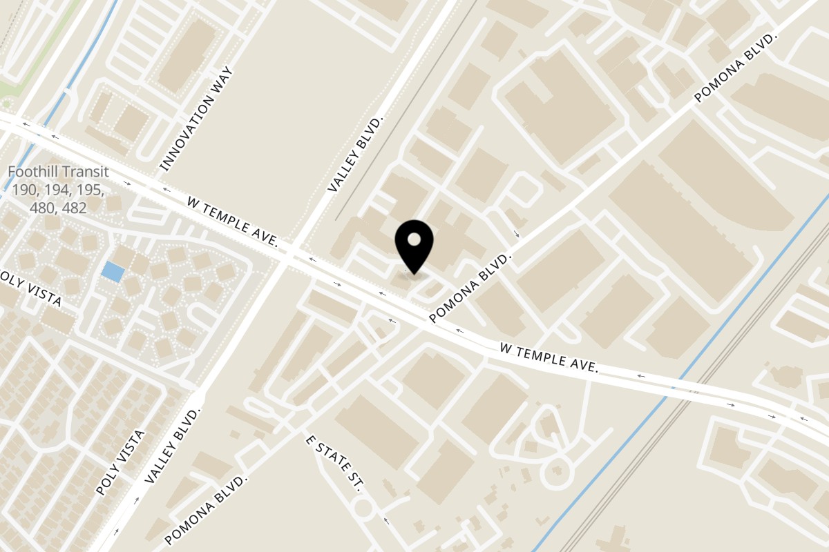 Map showing the location of Koji Ramen Japanese Restaurant on 3520 W Temple Ave in Pomona